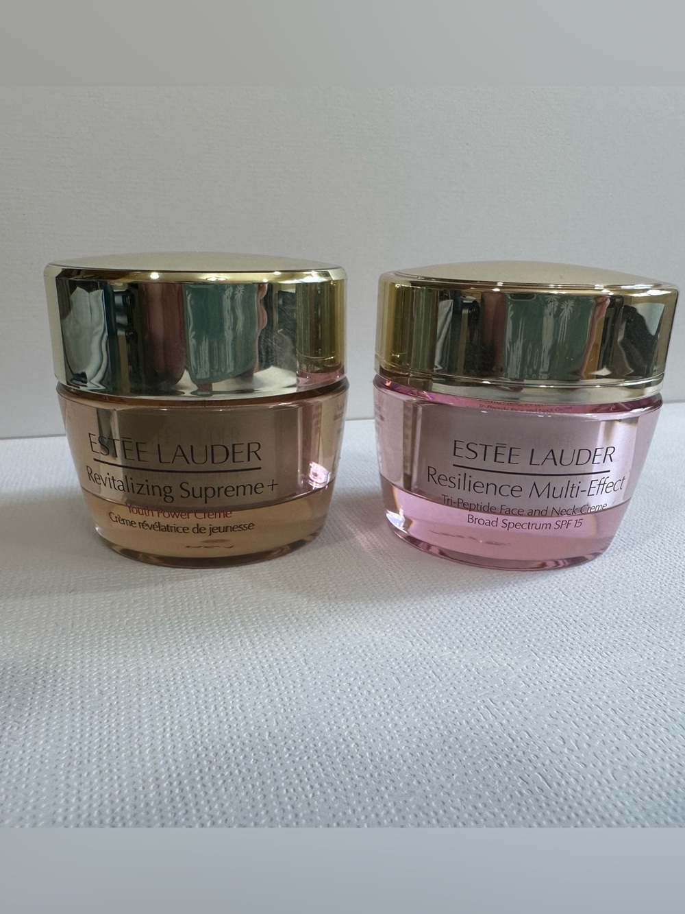 Lot of 2 Estee Lauder Resilience Face + Neck Cream & Revitalizing Supreme .5 oz
